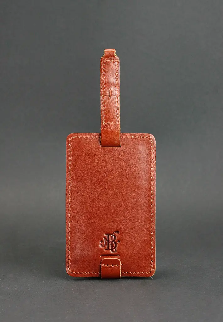 Шкіряна бірка для багажу Бланк-тег світло-коричнева - фото 4