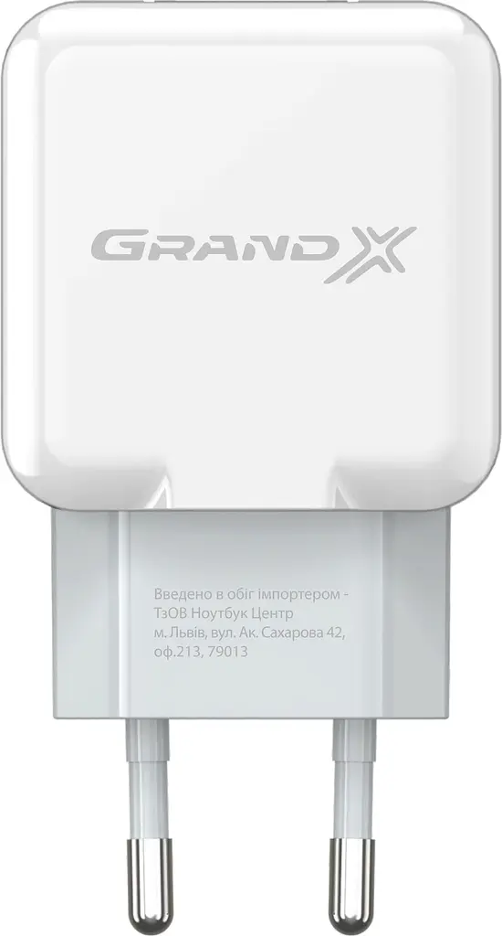 Зарядний пристрій Grand-X (1xUSB 2.1A) White (CH-03W) - фото 3