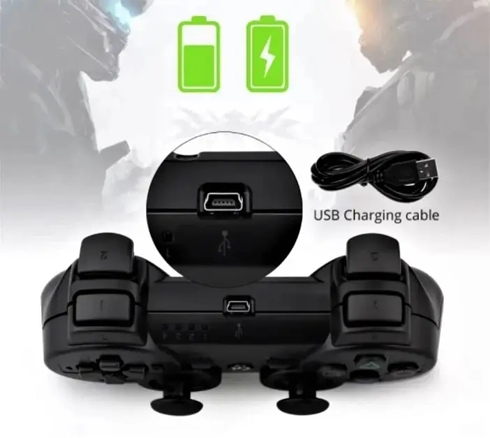 Геймпад бездротовий DoubleShock Bluetooth для PS3, ПК та Smart TV з вібрацією, чорний - фото 3