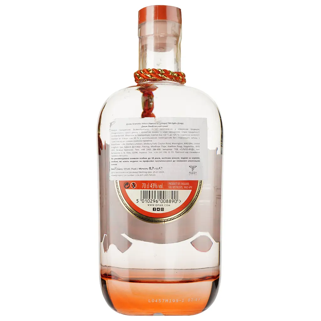 Джин Opihr European Edition Aromatic Bitters London Dry Gin, 43%, 0,7 л - фото 2