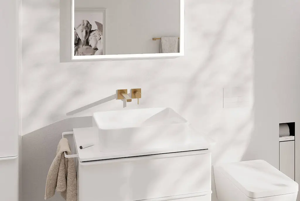 Вбудований тримач туалетного паперу з йоржиком Hansgrohe XtraStoris Rock з дверцятами під облицювання плиткою matt white 56062700 - фото 2