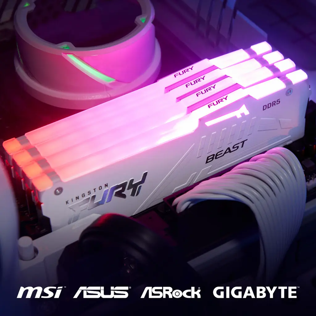 Модуль пам'яті для комп'ютера DDR5 32GB 6000 MHz Beast AM5 RGB White Kingston Fury (ex.HyperX) (KF560C36BWEA-32) - фото 5