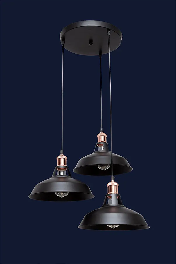 Светильник підвісний Levistella 7526857F2-3 BK (300), E27, 60W, чорний метал, лофт стиль - фото 2