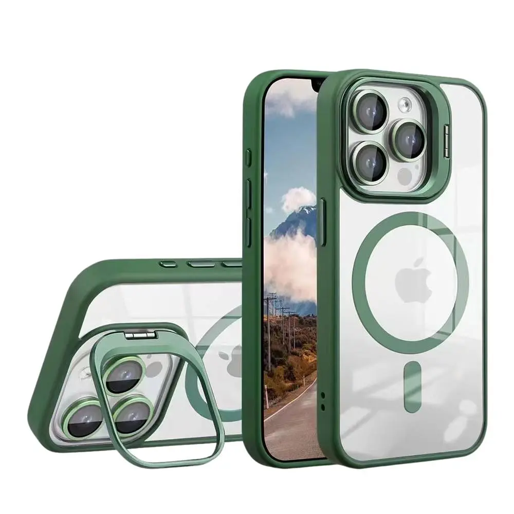 Чохол із підставкою MagSafe TPU PC Metal Stand Case Apple iPhone 14 Pro Green