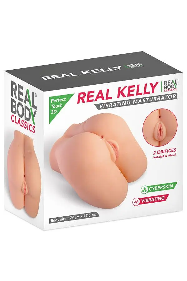 Мастурбатор-півторс з вібрацією Real Body Real Kelly, вагіна та анус, 24х17,5 см - фото 5