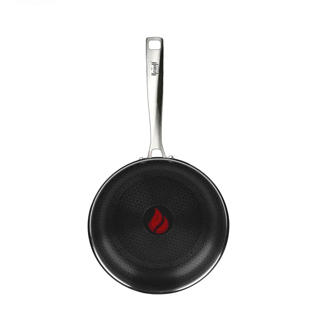 Набір сковорідок 24см, 26см та сковорідки WOK 28см Nano Pro Krauff + Кришка скляна універсальна - фото 3