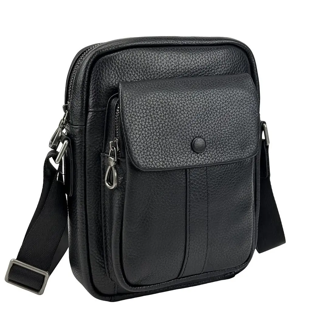 Чоловічий месенджер із м'якої шкіри Tiding Bag 1639A чорний - фото 8