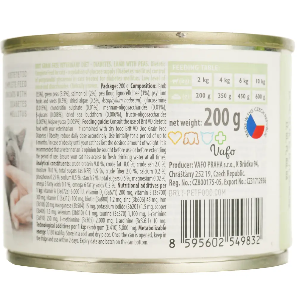 Вологий корм для котів Brit GF Veterinary Diet Cat Cans Diabetes з ягням та горохом 200 г - фото 5
