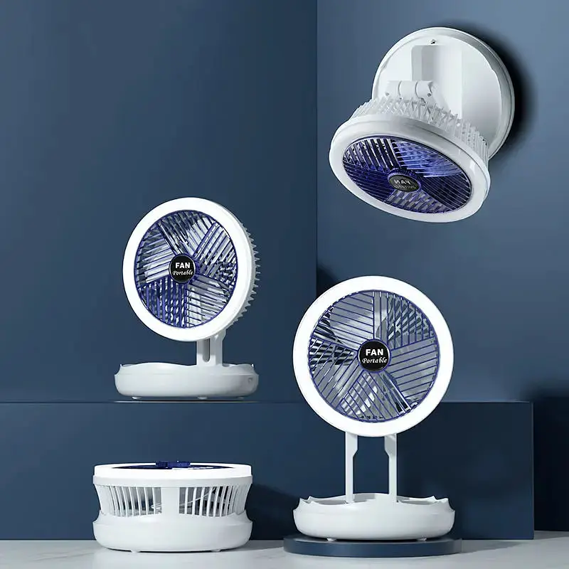 Настільний складний вентилятор Folding Fan 2in1 with Night Light White - фото 4