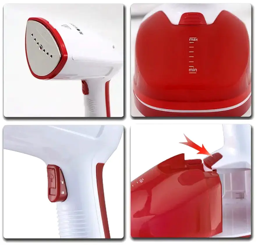 Вертикальный отпариватель RAF R.1226R для одежды ручной паровой утюг 1200 Вт Красный - фото 4