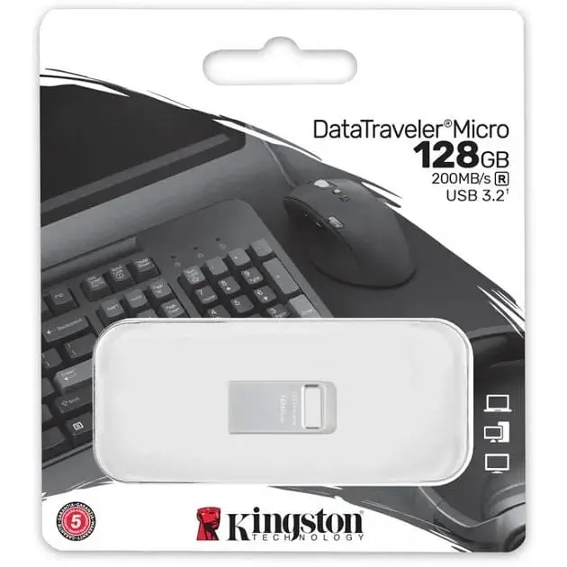 USB флеш-накопитель Kingston DataTraveler Micro 128GB USB-A 3.2 Gen 1 Metal (DTMC3G2/128GB) [76454] - фото 4