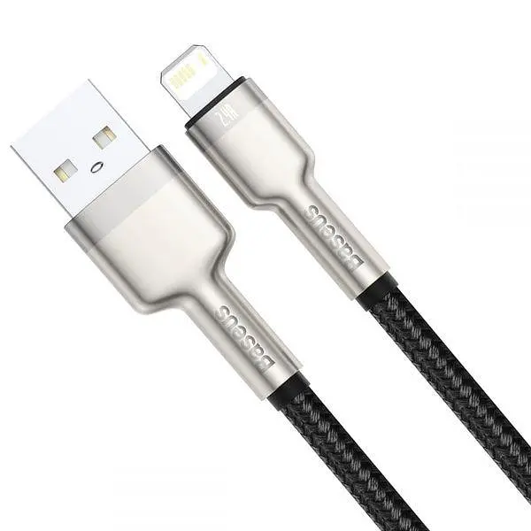 Кабель Baseus Cafule Series Metal Cable USB to Lightning 2.4A 1m CALJK-A01 Black - фото 3
