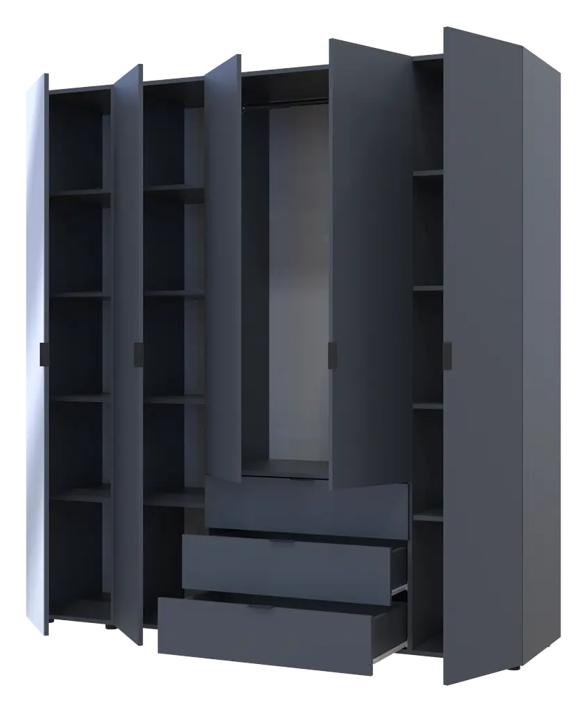 Шафа для одягу Doros Гелар Графіт 4ДСП/Дзеркало 194х49.5х203.4 (42002161) - фото 2