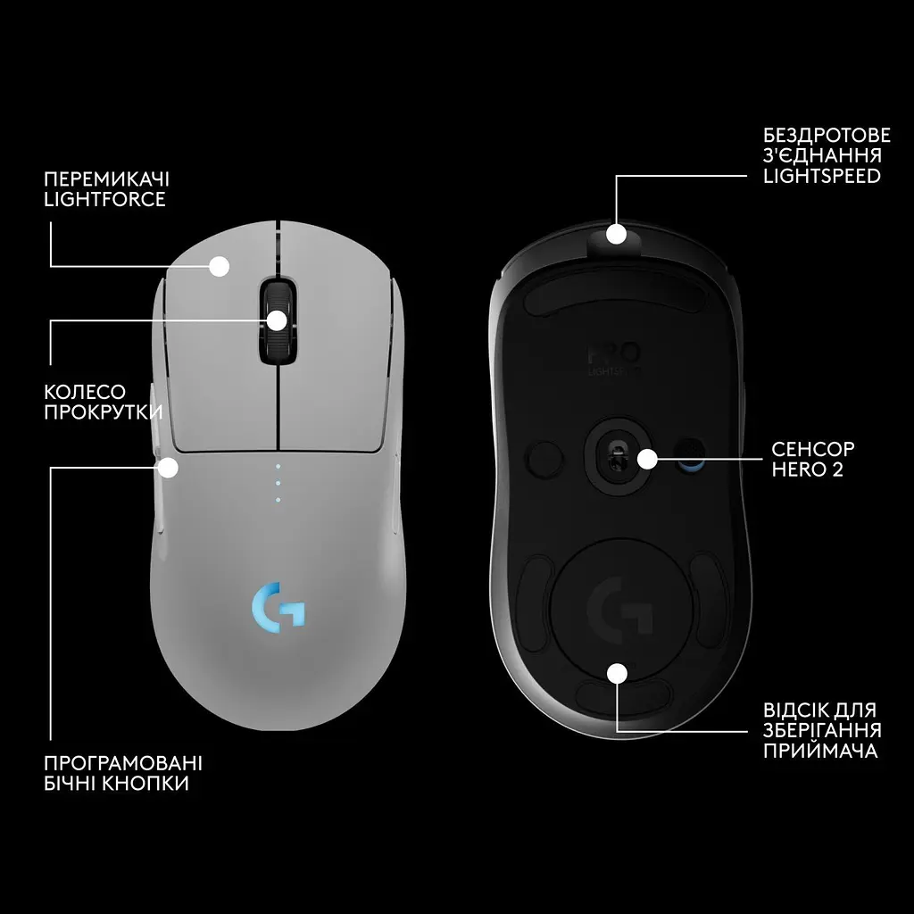 Миша Logitech G Pro 2 Lightspeed Wireless White (910-007302) [118109] - фото 10