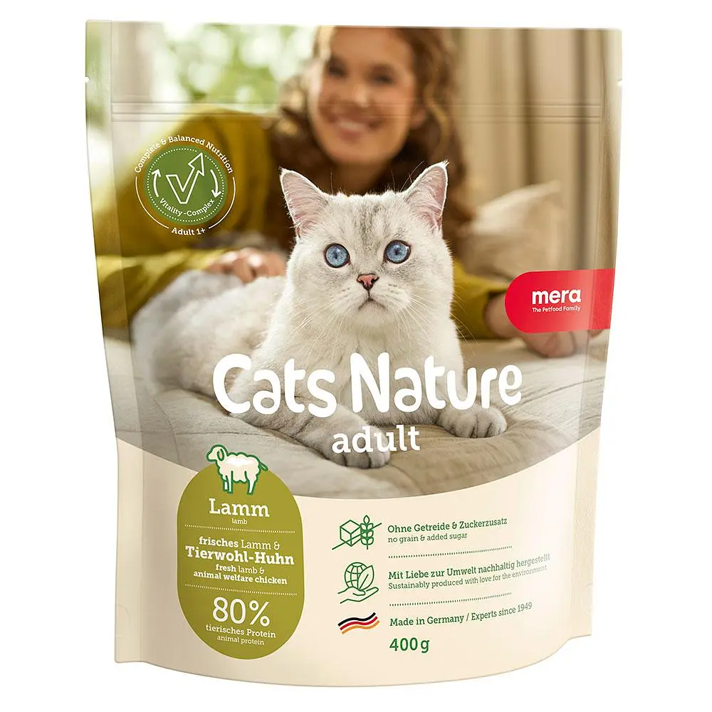 Сухий корм для дорослих котів всіх порід Mera Cats Nature Adult Lamb (Lamm) з ягням 400 г