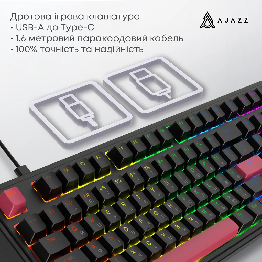 Клавіатура Ajazz AK980 Red Switch USB UA Black (AK980-R-BR) - фото 7