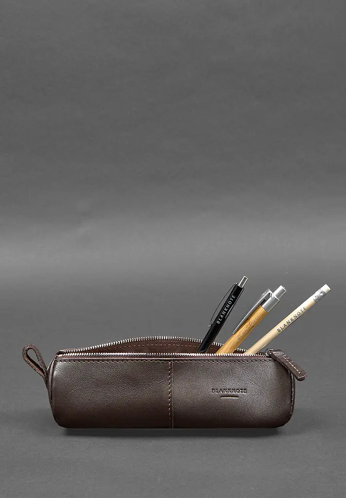 Кожаный пенал-несесер (футляр для очков) 4.0 Темно-коричневый - фото 3