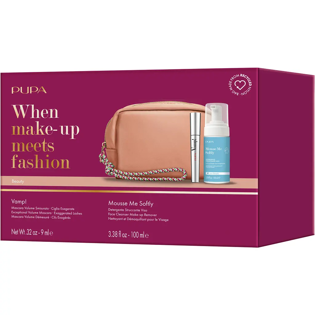 Набір в косметичці Pupa Kit Vamp: Туш для вій Volume Mascara + Мус для обличчя Mousse Me Softly (1067487) - фото 2