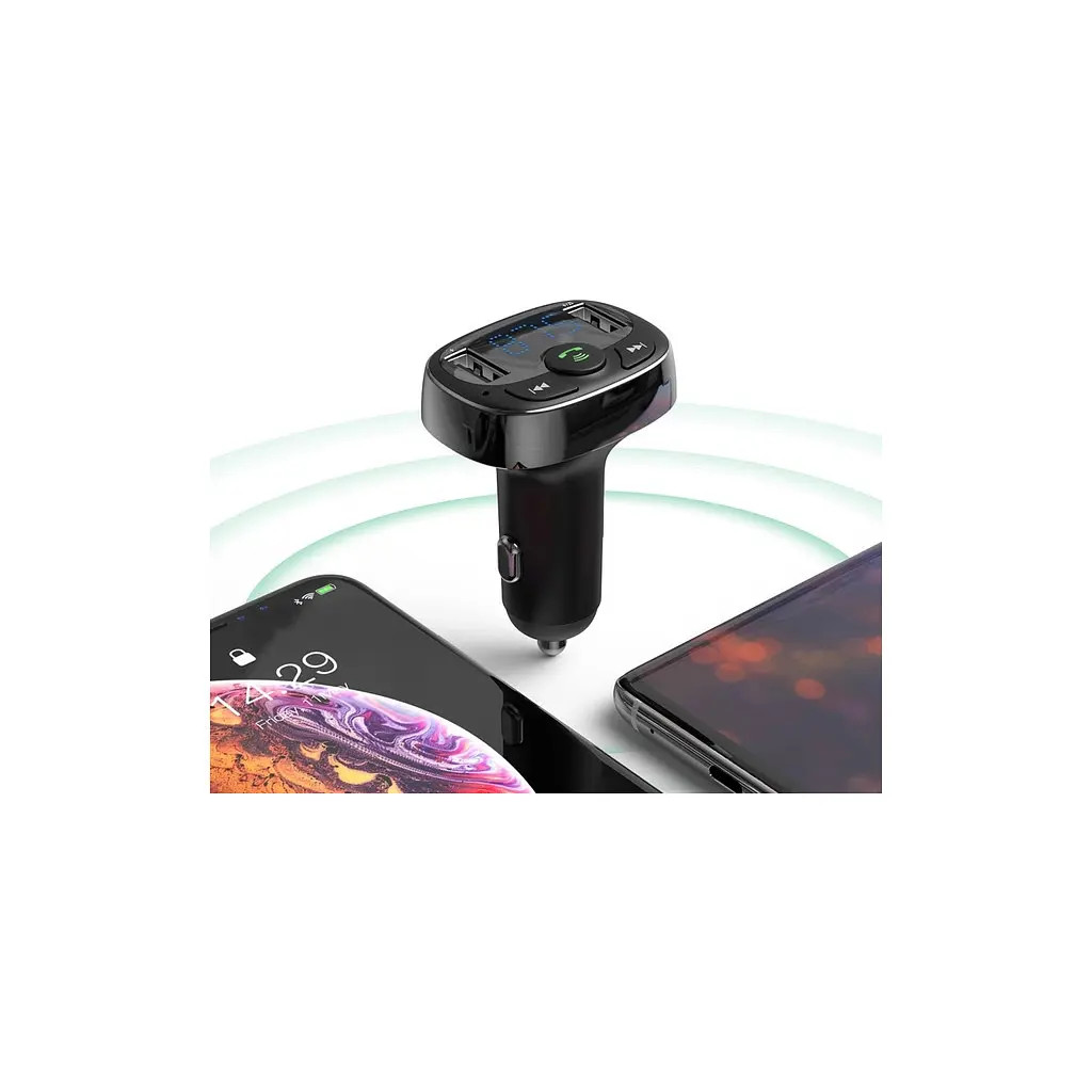 FM модулятор Baseus T Shaped S-09A 2 х USB Type-A, microSD Black (CCMT000001) - фото 10