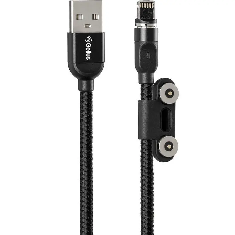 Магнітний USB кабель Gelius Pro Magenta GP-UC-U013u 3в1 (MicroUSB/iPhone X/Type-C) Black - фото 7
