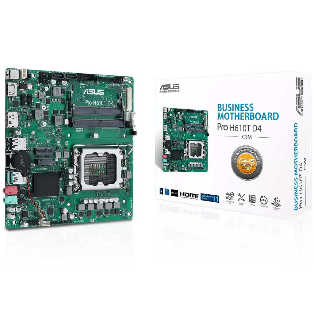Материнская плата Asus PRO H610T D4-CSM s1700 H610 2xDDR4 M.2 HDMI DP LVDS Thin mITX - фото 6
