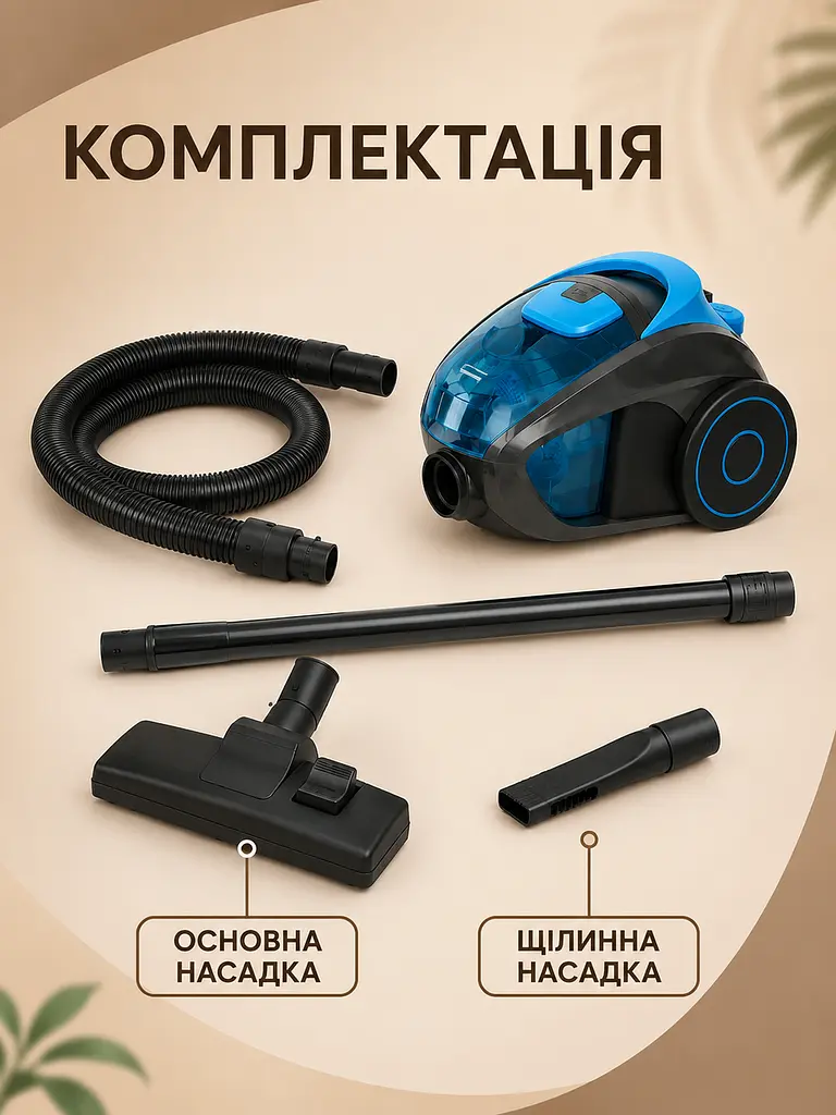 Пилосос контейнерний без мішка блакитний 4000 Вт 3 л для сухого прибирання (49676035) - фото 7