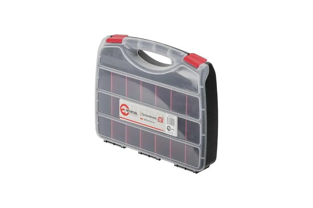 Органайзер для зберігання дрібних деталей з ручкою Intertool BX-4002 15" 380 х 310 х 60 мм - фото 3