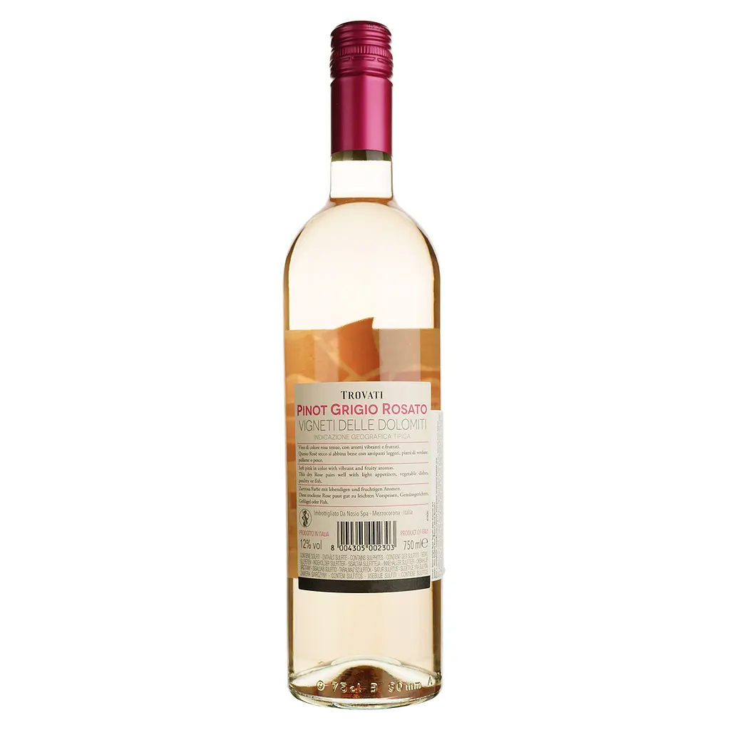 Вино Trovati Pinot Grigio Rose Vigneti delle Dolomiti IGT розовое сухое 0.75 л - фото 2