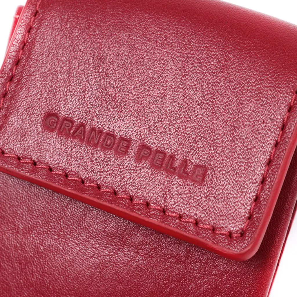 Яскрава жіноча ключниця футляр із натуральної шкіри GRANDE PELLE 22569 червона - фото 5