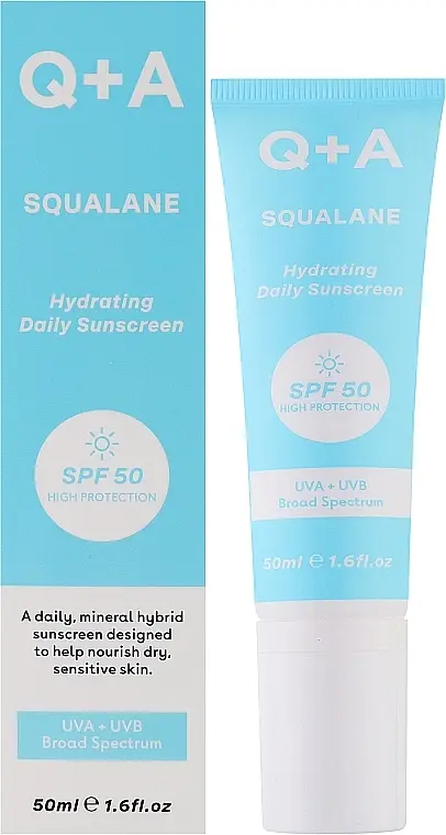 Зволожувальний сонцезахисний крем для обличчя Q+A Squalane Hydrating Daily Sunscreen SPF 50 50 мл - фото 2