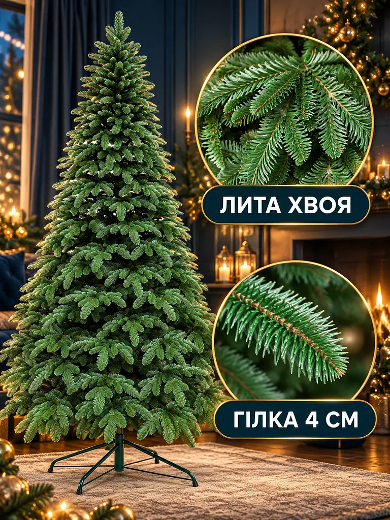 Лита штучна ялинка YaLINKA KZ21 Полонина 210 см на металевій підставці, зелена (49676435) - фото 4