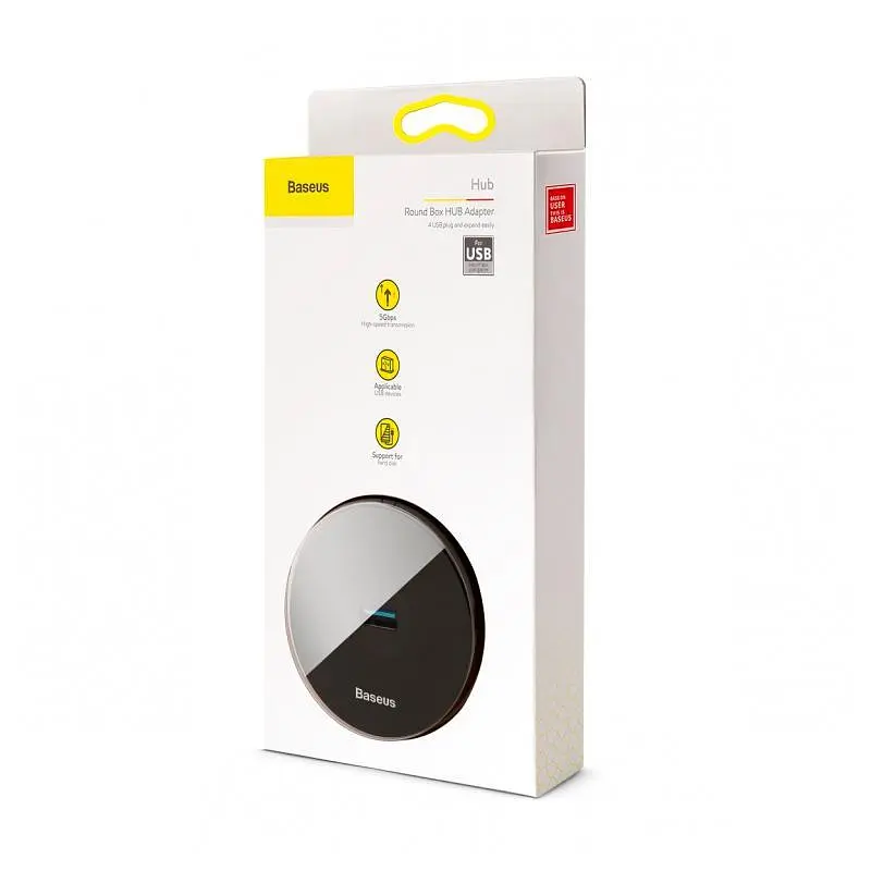 Мультипортовий адаптер USB Хаб Baseus Round Box 1 USB3.0 + 3 USB2.0 CAHUB-F01 Black - фото 2