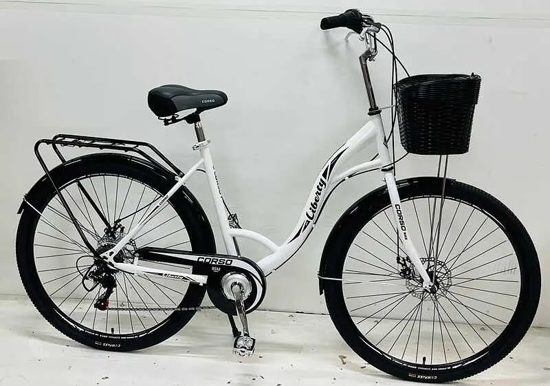 Велосипед міський 28'' LR-28014 Corso «Liberty» + кошик, сталева рама 20'', Shimano 7 швидкостей (6800076280146) - фото 2