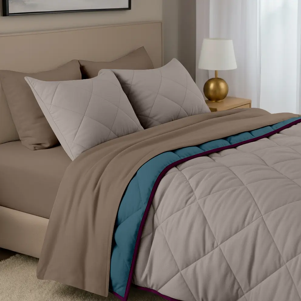 Покривало Cosas TAUPE STONE CS3 200х230 см стьобане двостороннє на ліжко та диван (Blanket_84Quartz_68Sky_kt_77CherryDark_200x230) - фото 3