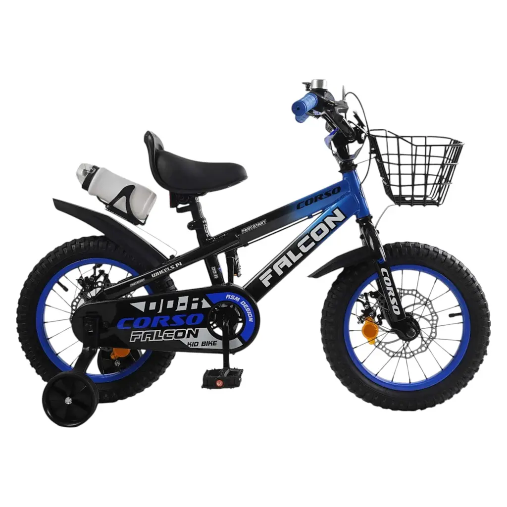 Велосипед 2-х колесный Corso Falcon 14" FL-14941 стальная рама, диск.тормоза, доп.колёса, звонок (6800070149415) - фото 2