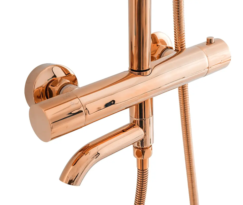 Душова система Rea Lungo з термостатом та виливом rose gold REA-P6606, Теплий захід сонця - фото 2