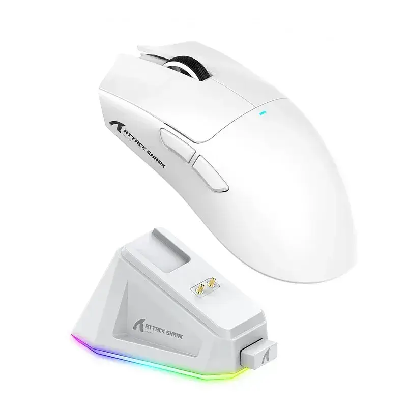 Игровая беспроводная мышь ATTACK SHARK X11 / Сенсор PAW3311 / 22000 DPI / Док-станция в комплекте / White - фото 2