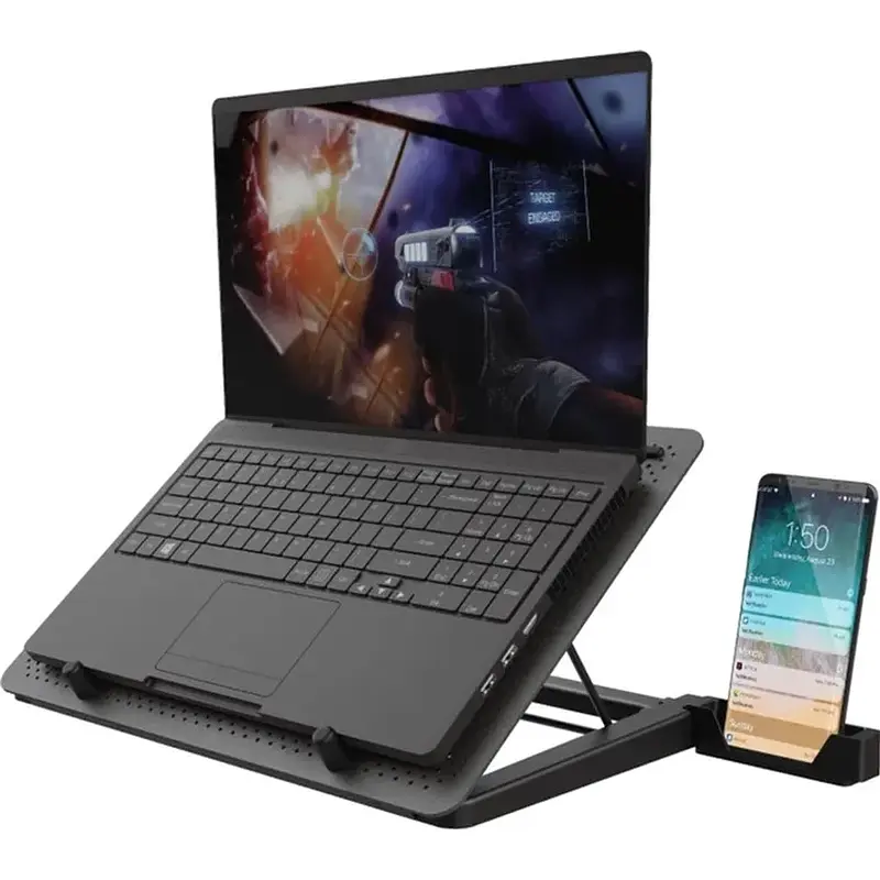Підставка для ноутбуків Trust GXT 1125 Quno, до 17.3", BLUE LED, чорний - фото 3