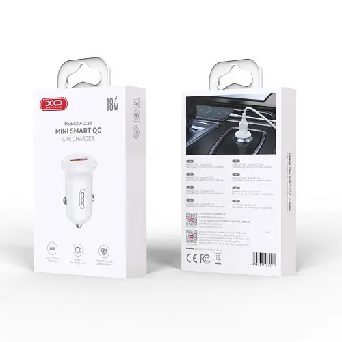 Автомобільне зарядне пристрій XO CC68 Mini Smart Single QC18W Car Charger Білий - фото 2