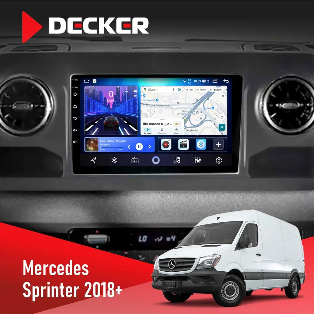 Штатна магнітола Mercedes-Benz Sprinter (W906) 2018+ Decker D10-006 4x64, 4G Decker (НФ-00008901)