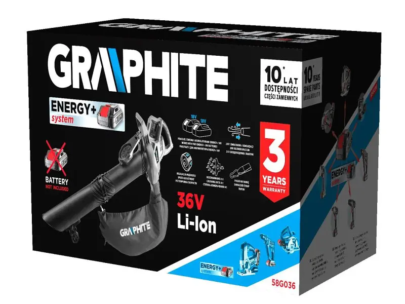 Садова повітродувка Graphite Energy+ 36В без АКБ та ЗП (58G036) - фото 3