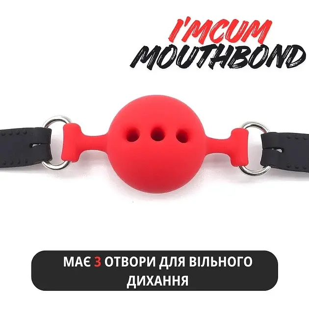 Кляп I’MCUM MouthBond для рольових ігор Чорно-червоний (IM-SM208-red&black) - фото 5
