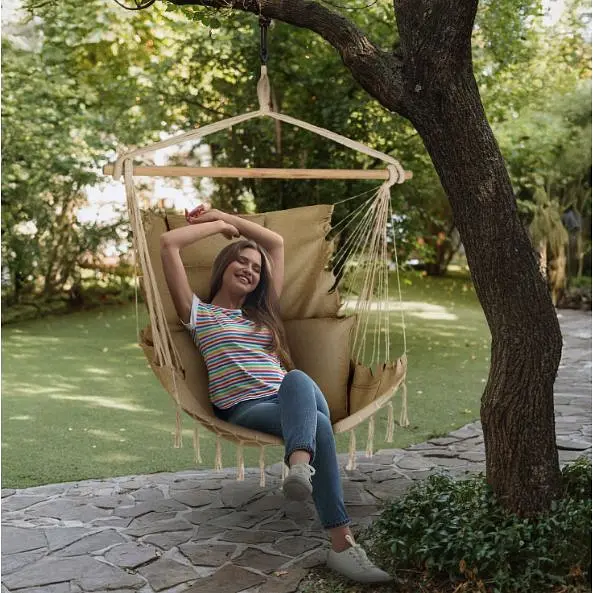 Бразильське крісло - гамак Outtec Boho Sois XXL бежеве - фото 7