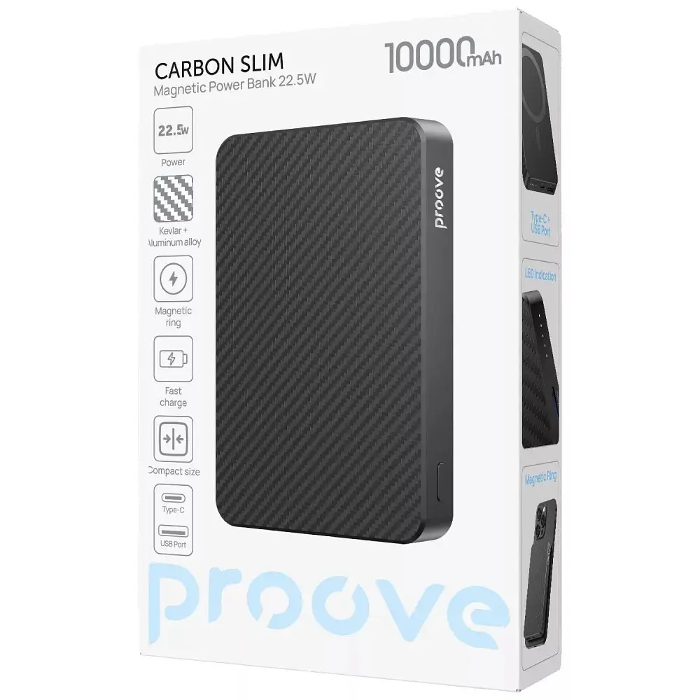 Універсальна мобільна батарея Proove Carbon Slim 22.5W 10000mAh Black (PBCS22110001) - фото 6
