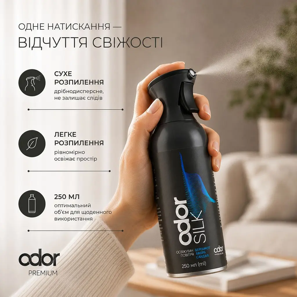 Парфумований освіжувач повітря Odor Premium Silk 250 мл (4820086524407) - фото 5