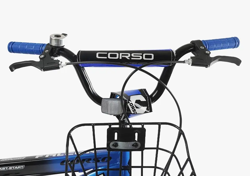 Велосипед Corso Falcon 20" 2-х колёсный FL-20745 стальная рама, дисковые тормоза, доп. колёса, звонок, корзина, собран на 85% (6800070207450) - фото 7