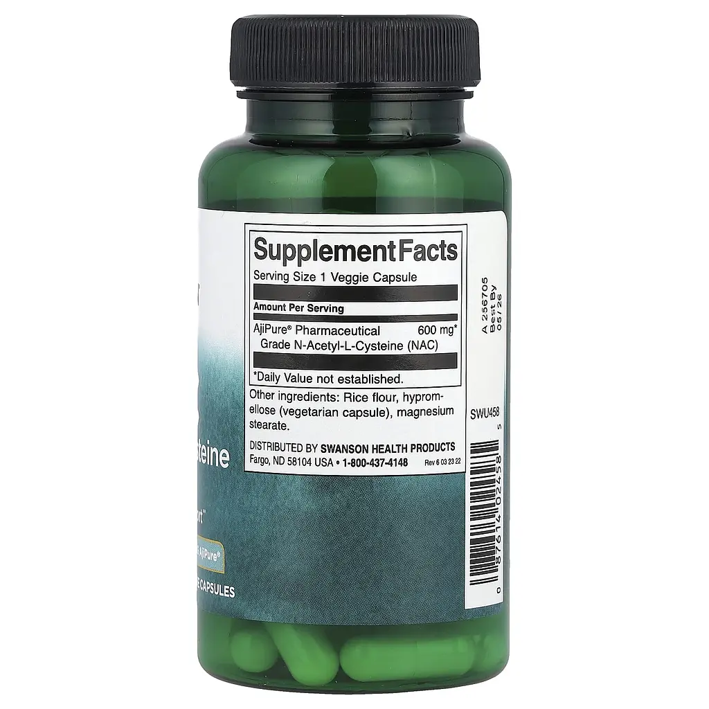 Аминокислота Swanson NAC N-Acetyl L-Cysteine ​​600 mg 60 капсул - фото 2