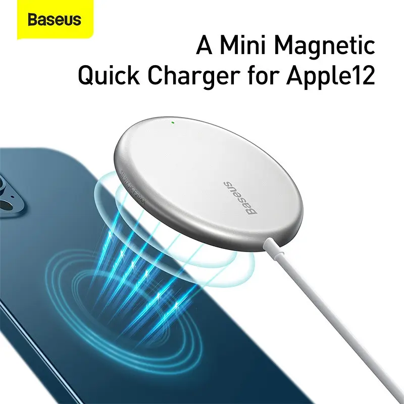 БЗУ BASEUS Simple Mini Magnetic (услуга для Iphone 12 with Type-C cable 1.5m) белое - фото 3