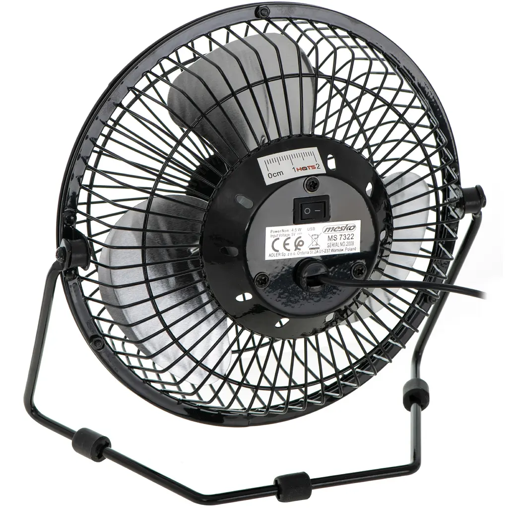 Вентилятор Mesko MS 7322 настільний/ USB/ 4,5Вт/ D=15см/ чорний - фото 6