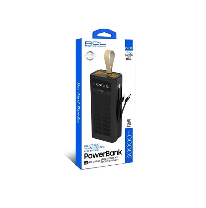 Повербанк Powerbank ACL PW90 30000mAh, SOLAR, TypeC + Lighting, Black - фото 8